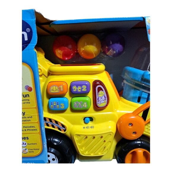 VTech Pop-a-Balls Push Pop Bulldozer Interactive Learning Toy Toddlers Builder - Picture 6 of 15